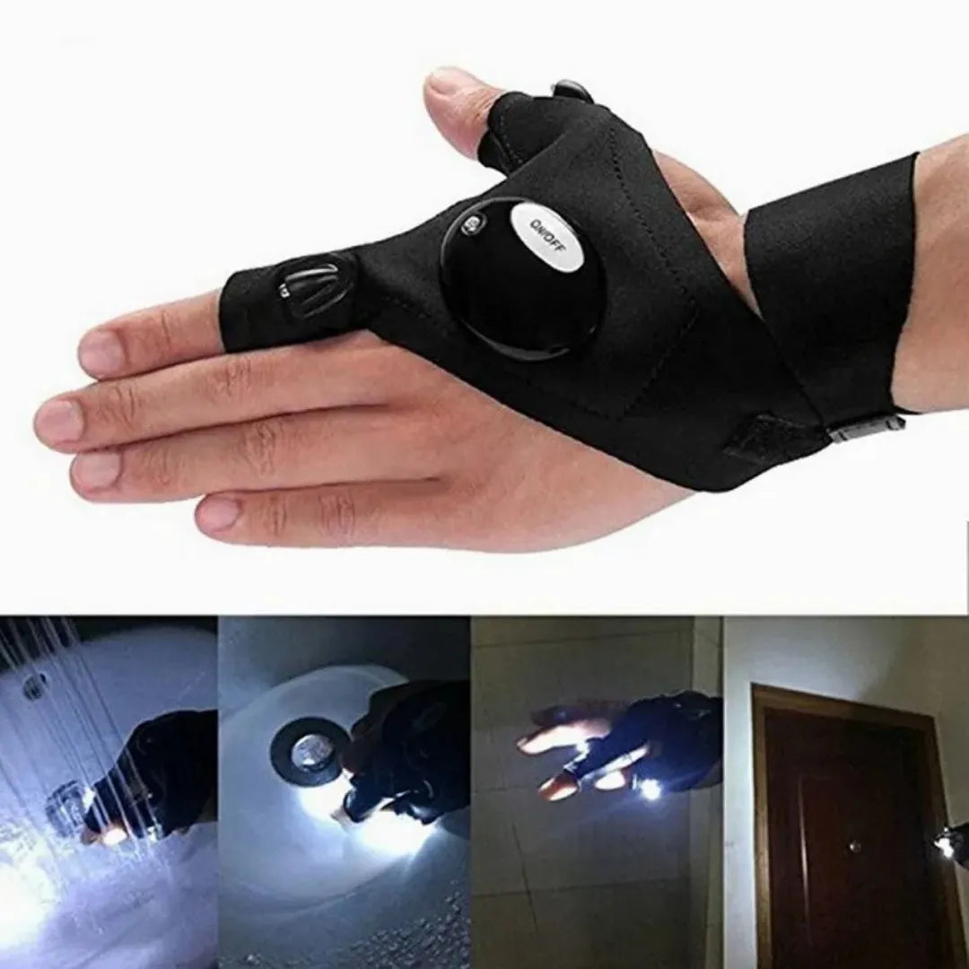 Guante de Pesca Izquierdo con Linterna LED Integrada — Transpirable