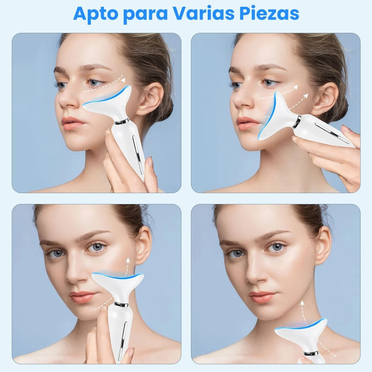 Masajeador Facial LED Antiedad con Calor y Vibración — Cuello y Rostro