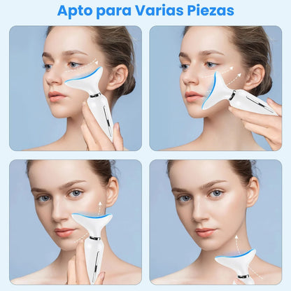 Masajeador Facial LED Antiedad con Calor y Vibración — Cuello y Rostro