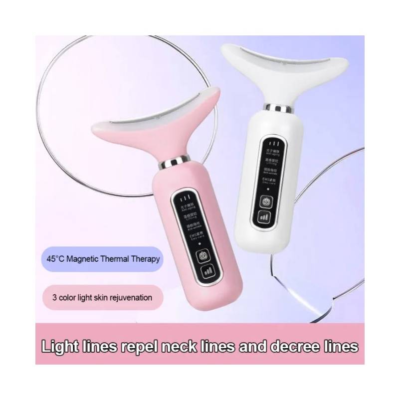 Masajeador Facial LED Antiedad con Calor y Vibración — Cuello y Rostro