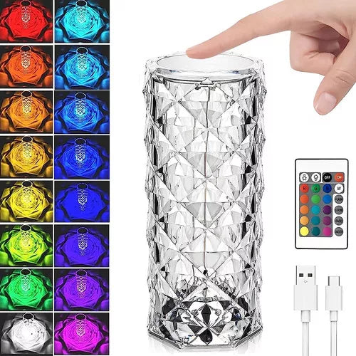 Lámpara de Cristal Touch — Luz Ambiental con 3 Intensidades