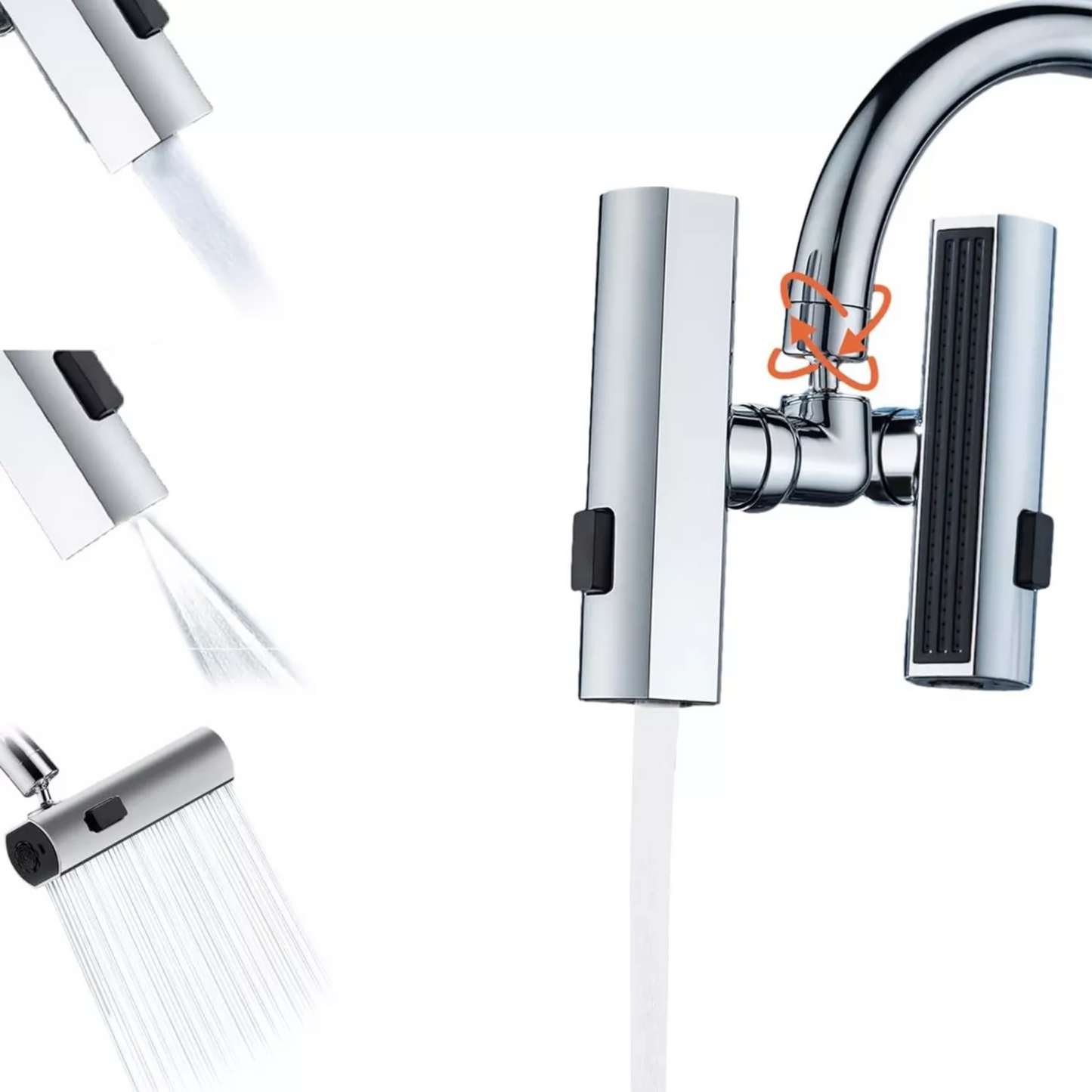 Extensor Giratorio 360° para Grifo — 3 Modos, Ahorra Agua