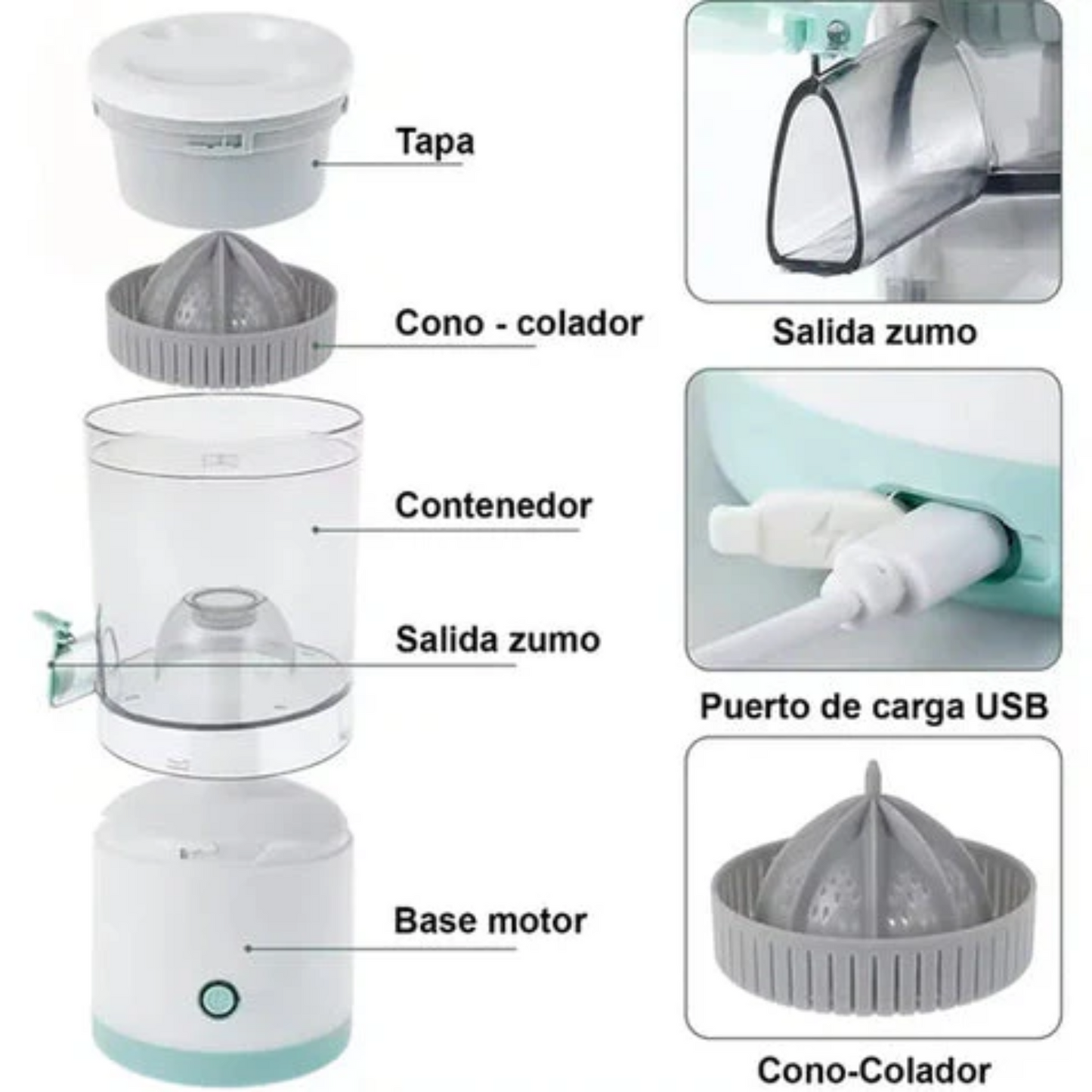 Exprimidor Eléctrico Inalámbrico con Carga USB — Cítricos