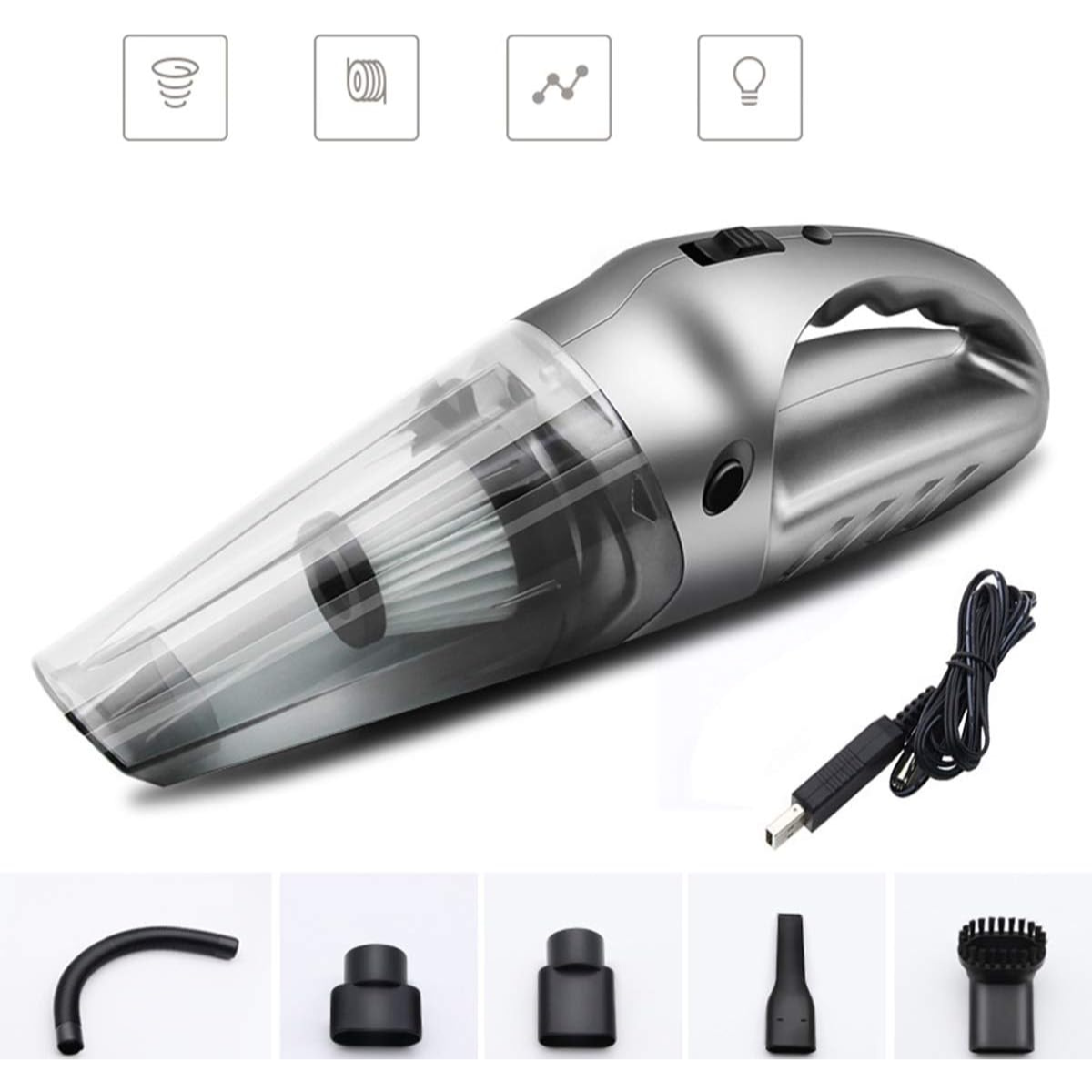 Aspirador Portátil Recargable para Auto y Hogar — 60W sin Cable
