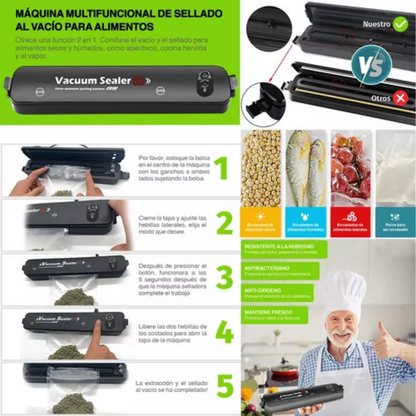 Selladora al Vacío Portátil con 10 Bolsas Incluidas
