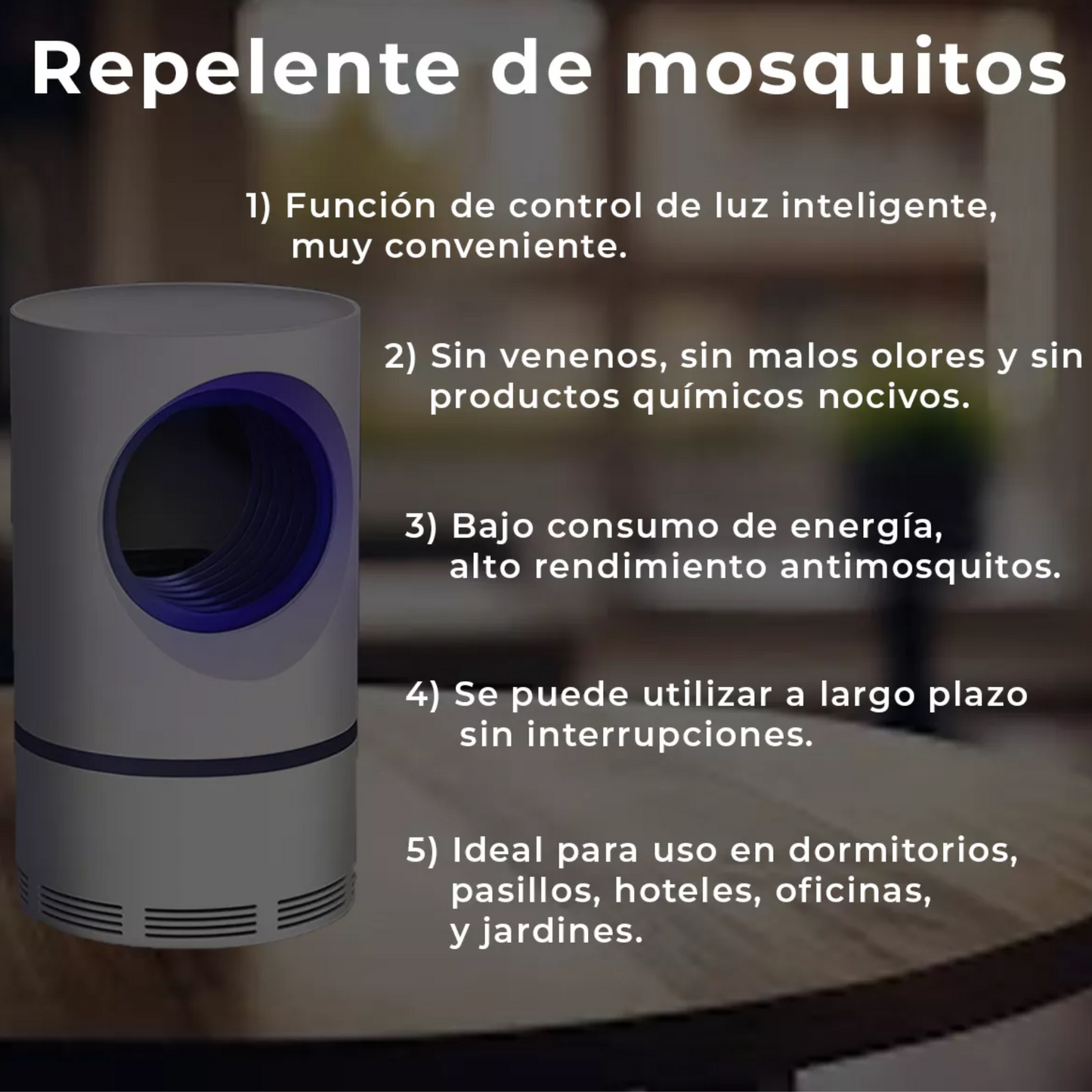 Lámpara LED Atrapa Mosquitos USB - Silenciosa y Sin Químicos para Casa