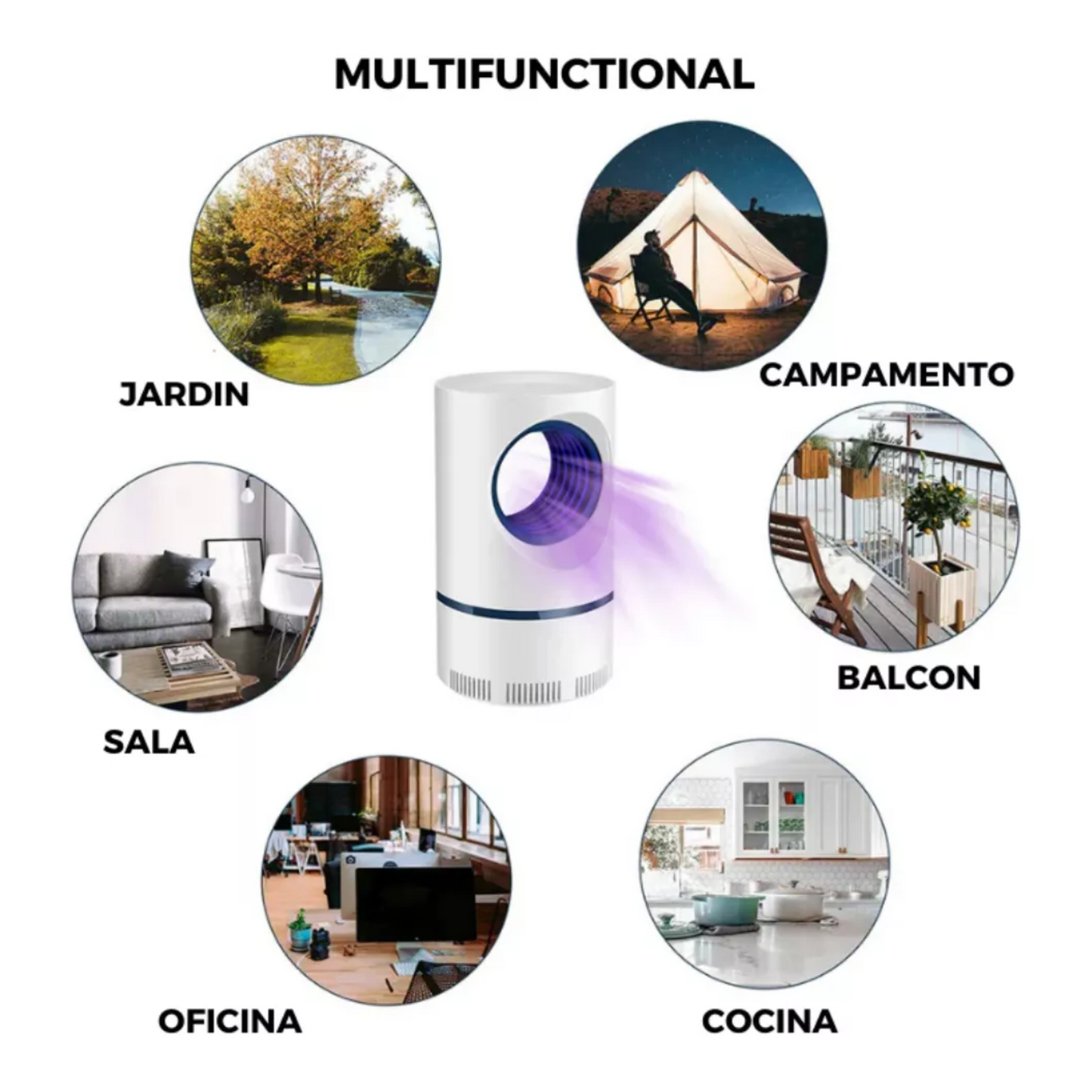 Lámpara LED Atrapa Mosquitos USB - Silenciosa y Sin Químicos para Casa