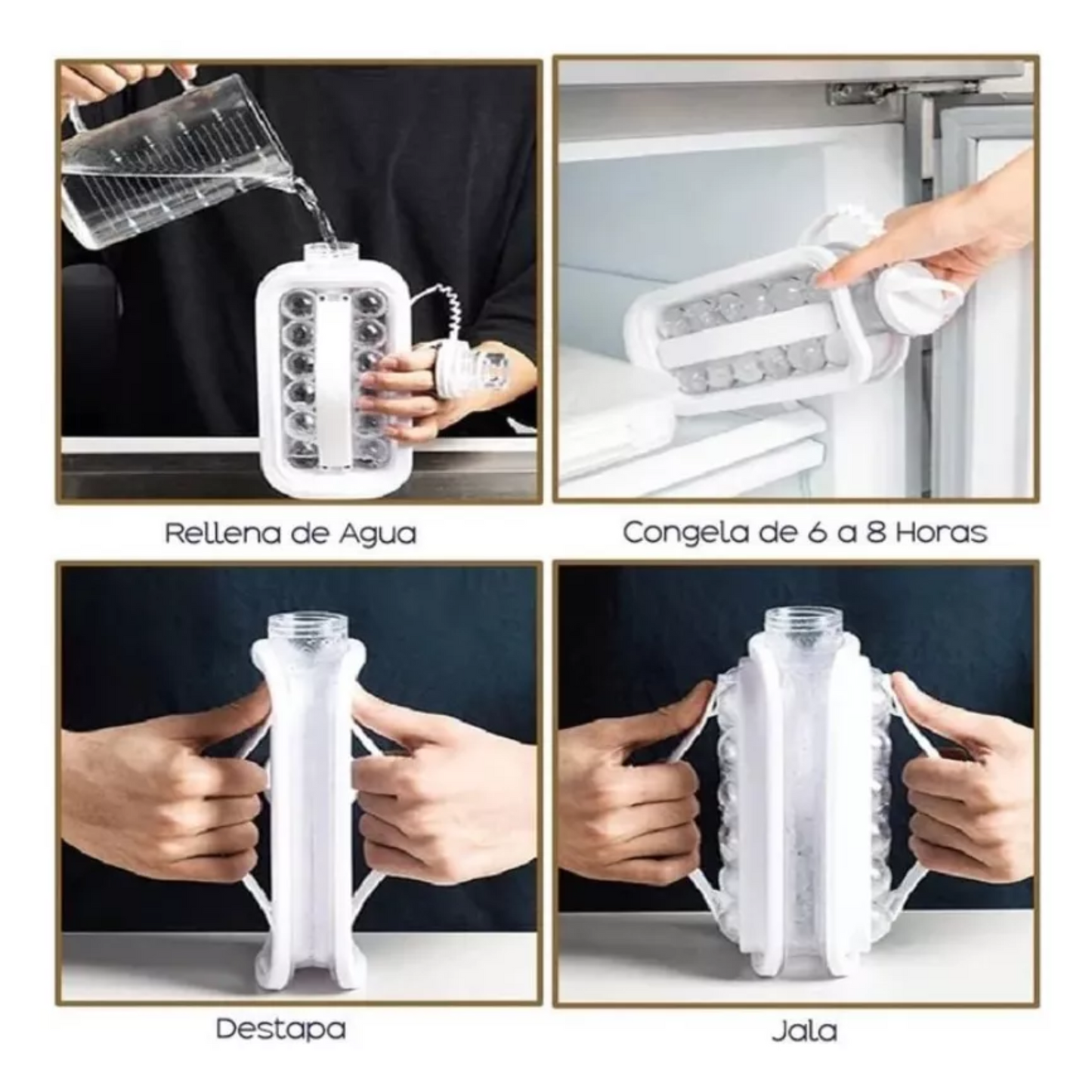 Botella Molde Bolas de Hielo 2 en 1 - 17 Esferas Perfectas y Portátil