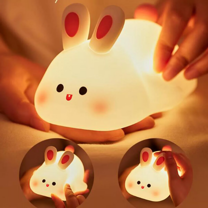 Lámpara Nocturna Conejo Sensorial Recargable 7 Colores