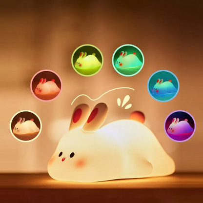 Lámpara Nocturna Conejo Sensorial Recargable 7 Colores