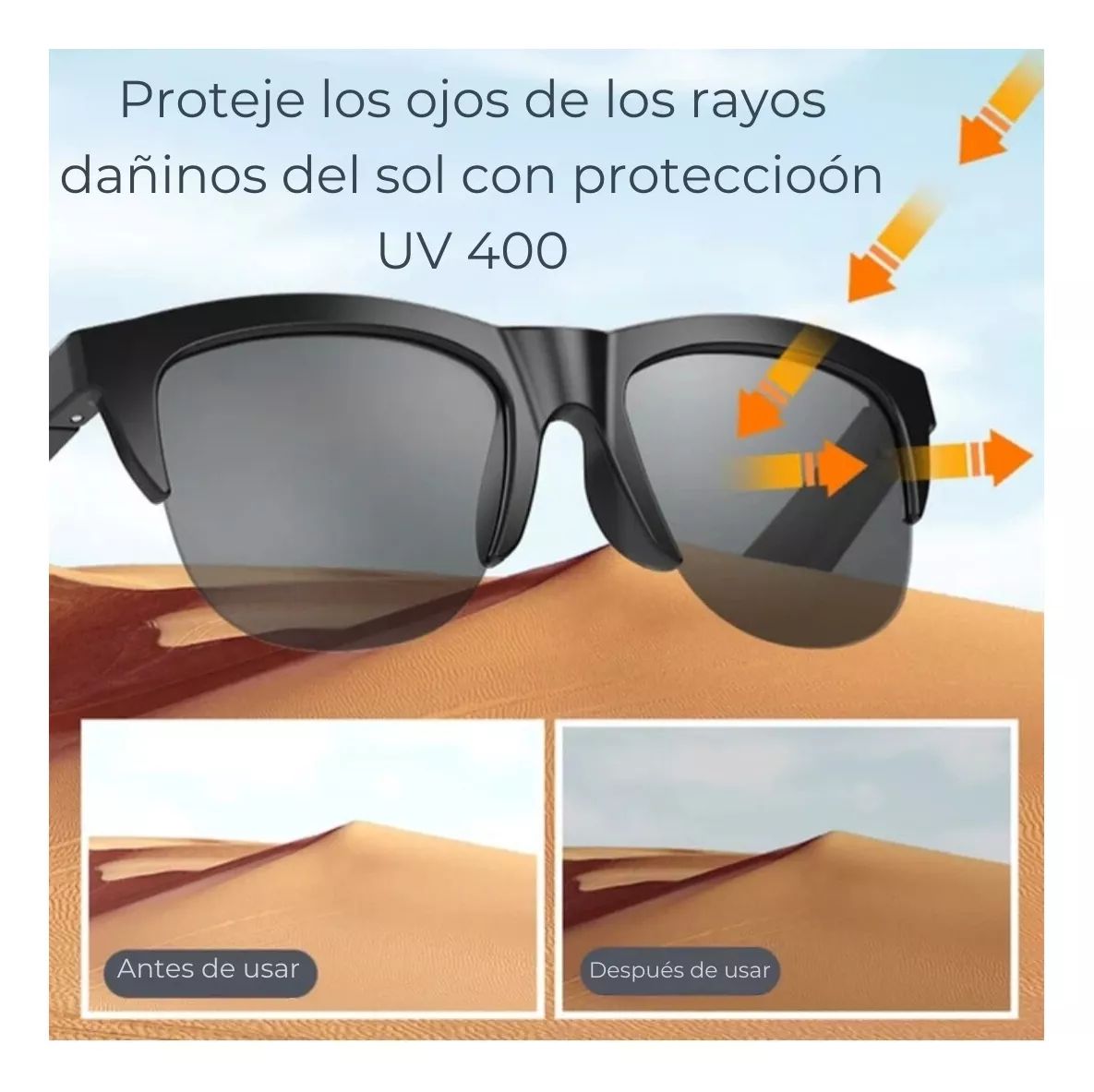 Gafas Inteligentes Inalámbricas con Control Táctil y Audio