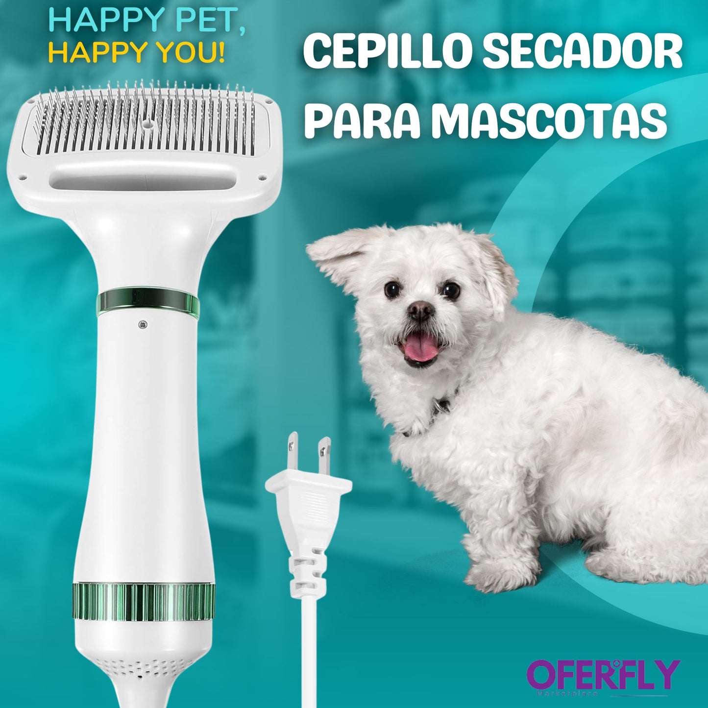 Cepillo Secador 2 en 1 para Mascotas — Secado Rápido y Suave