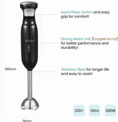 Mixer Cocina Eléctrico Portátil 3 en 1 - 300W TURBO Acero Inoxidable
