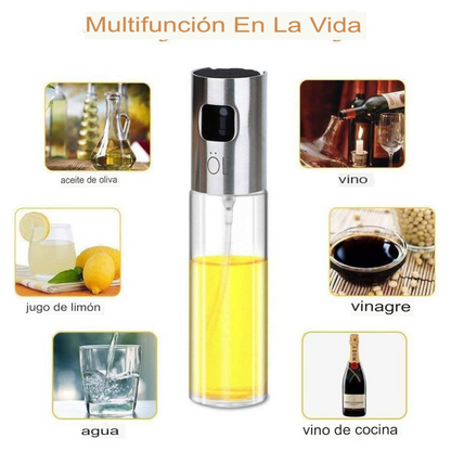 Dispensador Spray de Aceite de Oliva en Vidrio y Acero Inox