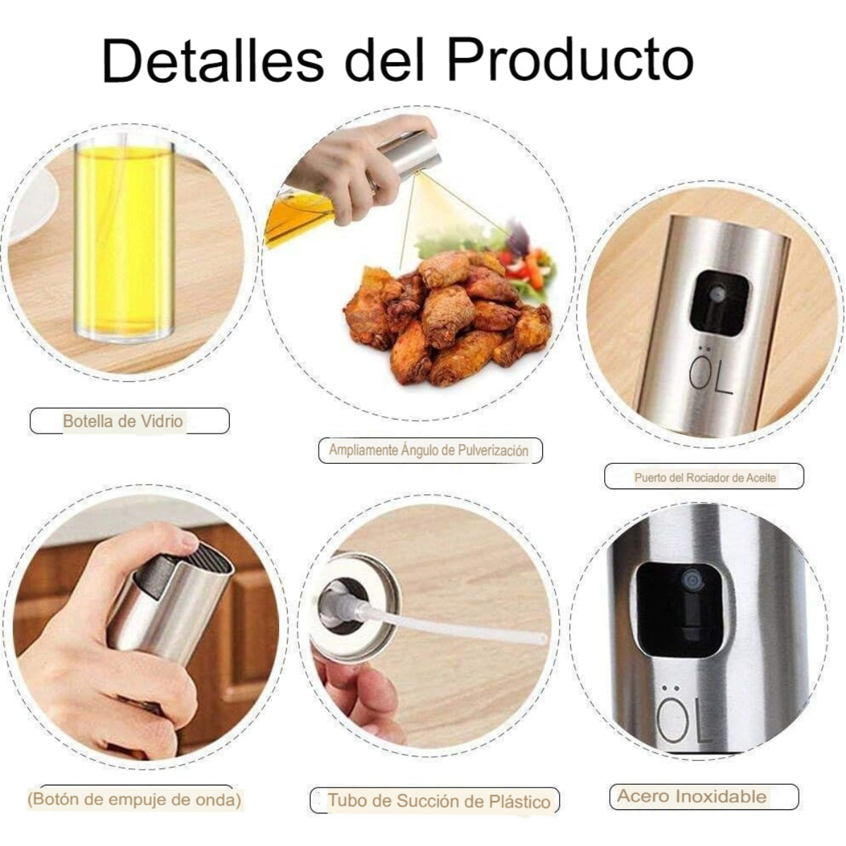 Dispensador Spray de Aceite de Oliva en Vidrio y Acero Inox