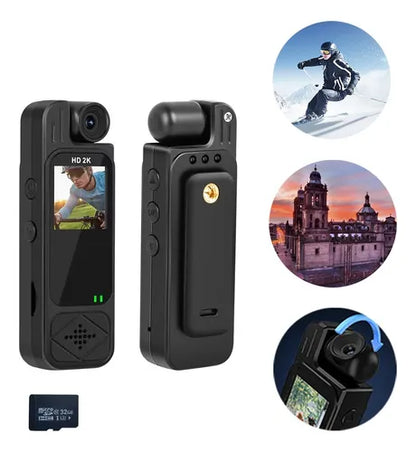 Videocámara Corporal Full HD con Pantalla LCD y Detección de Movimiento