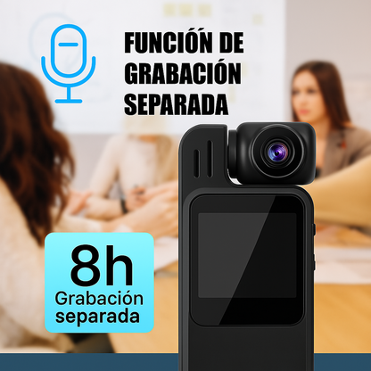 Videocámara Corporal Full HD con Pantalla LCD y Detección de Movimiento