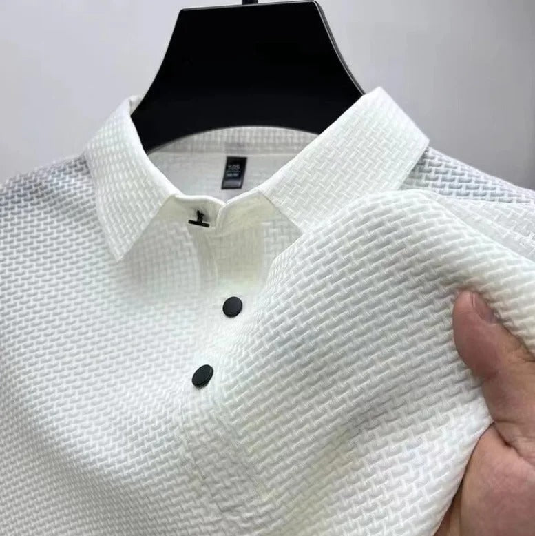 Polo Ice Silk Textura Diamante Transpirable para Hombre
