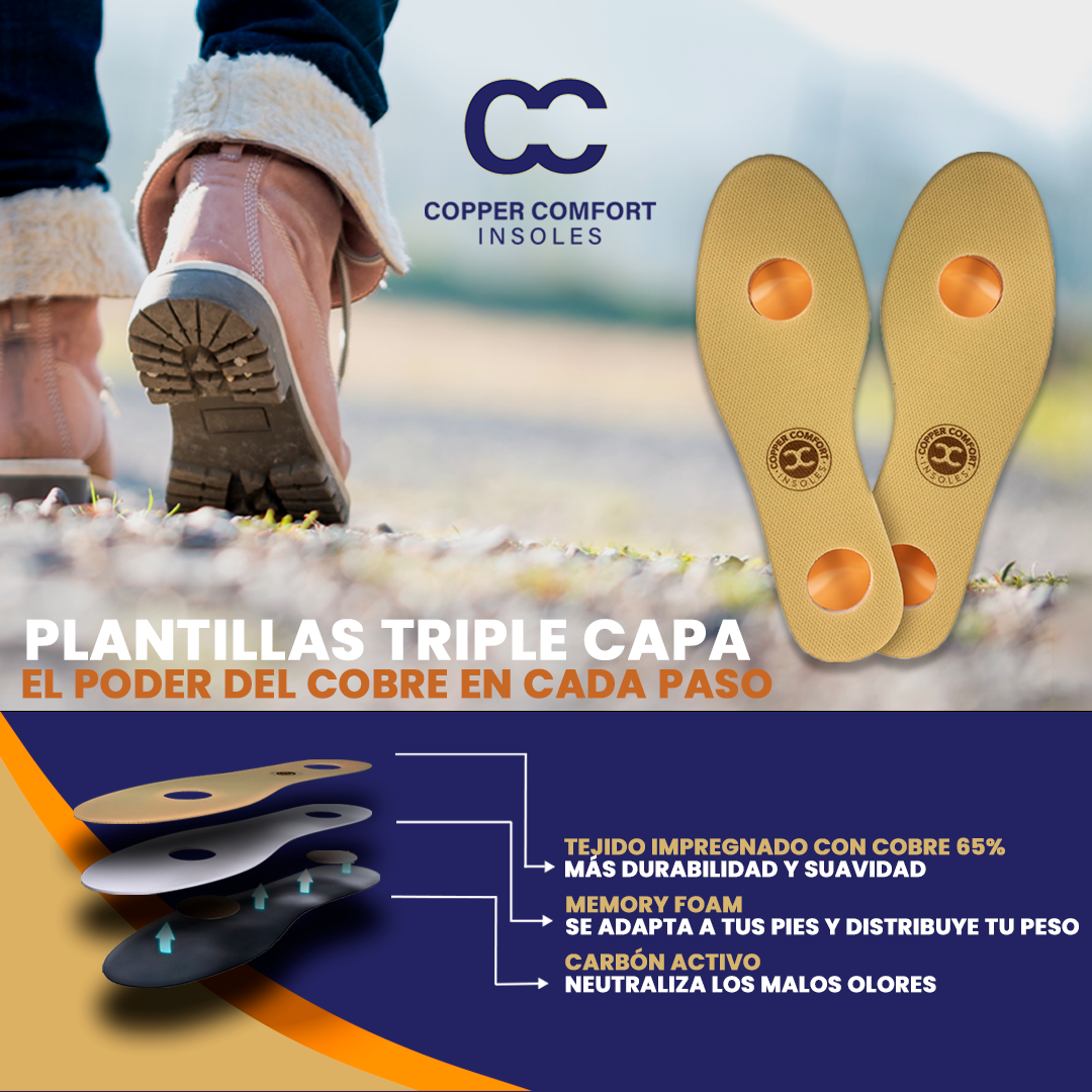 Plantillas con Cobre Triple Capa – Soporte y Comodidad Todo el Día