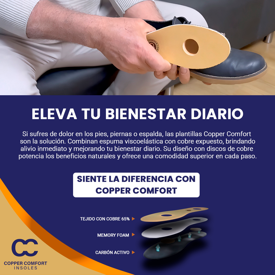 Plantillas con Cobre Triple Capa – Soporte y Comodidad Todo el Día