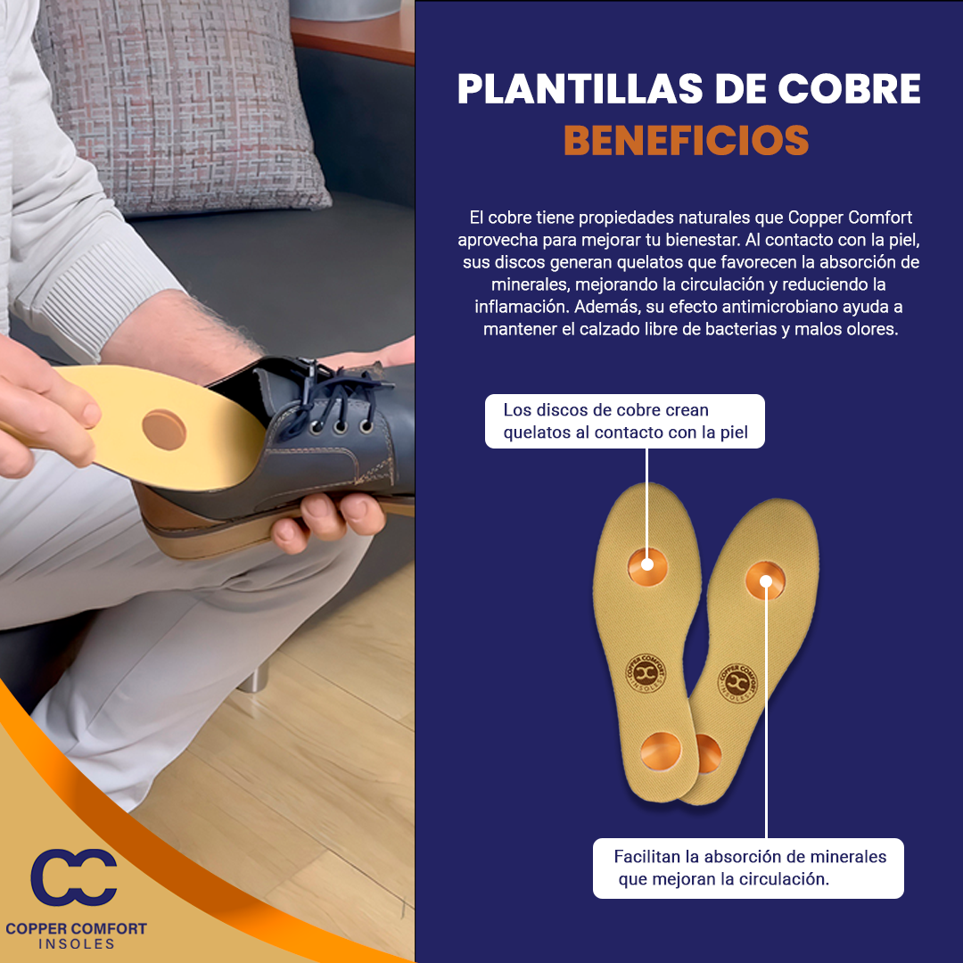 Plantillas con Cobre Triple Capa – Soporte y Comodidad Todo el Día
