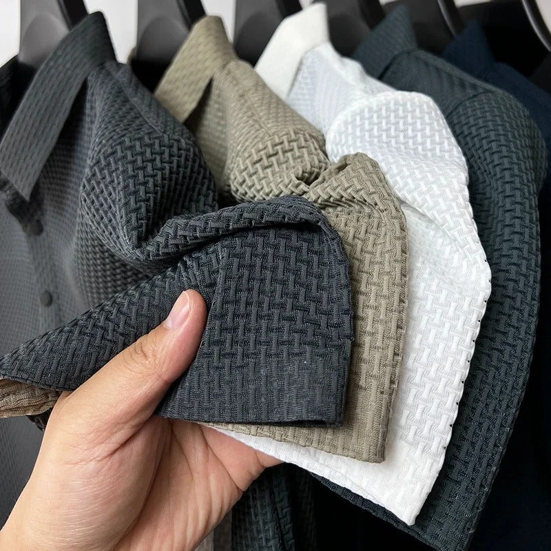 Polo Ice Silk Textura Diamante Transpirable para Hombre