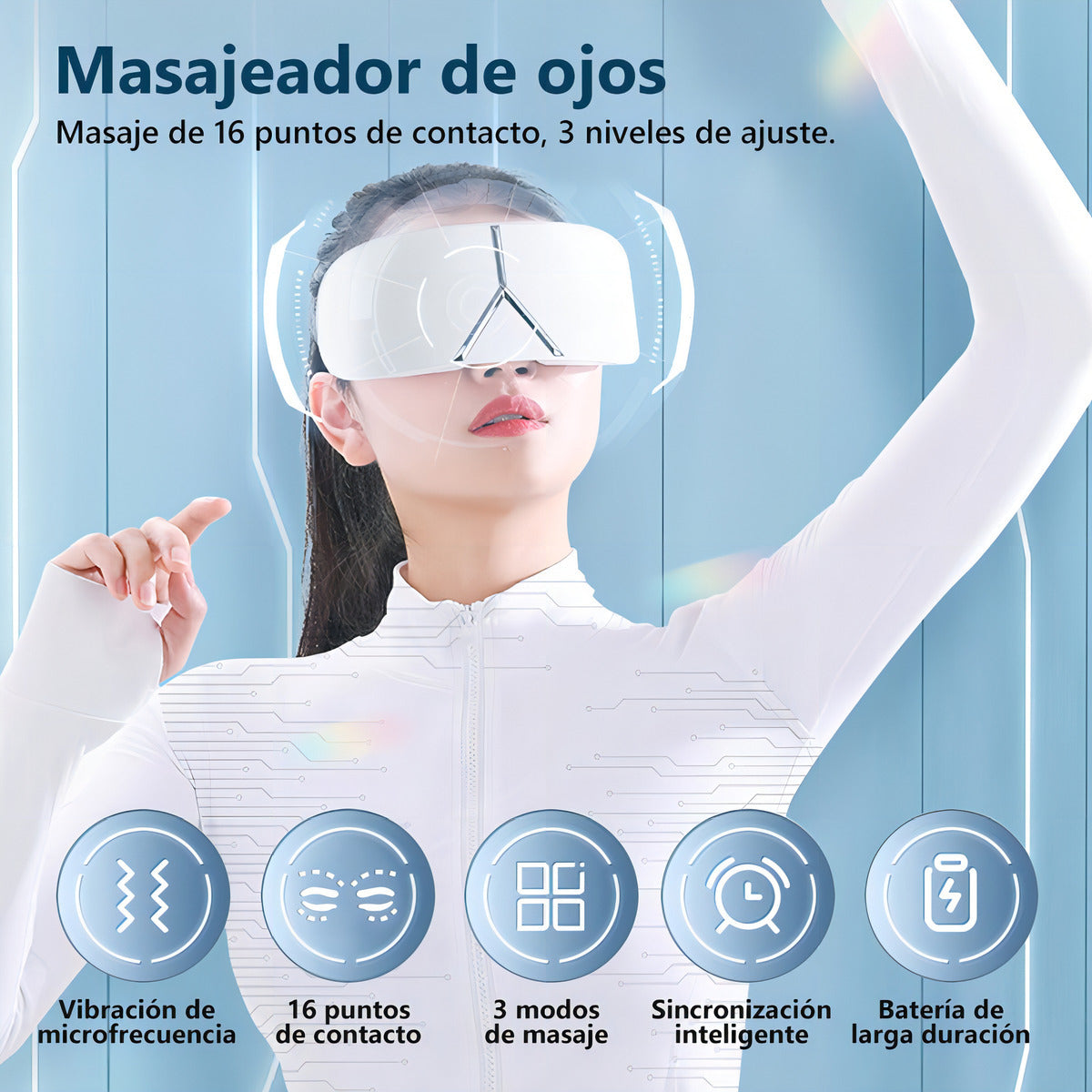 Masajeador de Ojos Inteligente con Vibración y Calor
