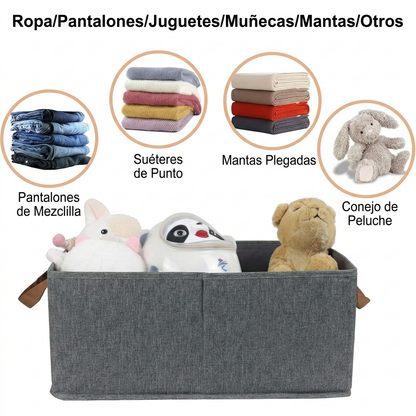 Pack 3 Canastas Organizadoras Plegables de Tela — 40x30x20 cm