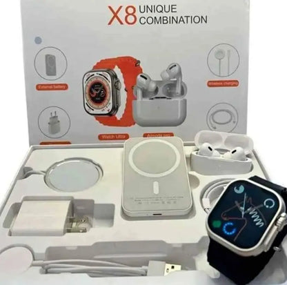 Pack Tecnológico Completo: Smartwatch X8 Ultra + Audífonos + Power Bank