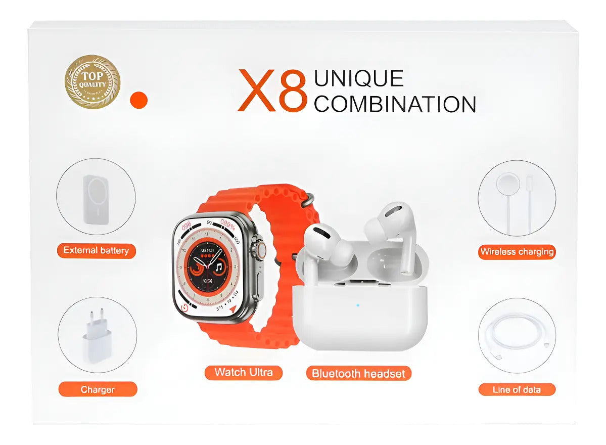 Pack Tecnológico Completo: Smartwatch X8 Ultra + Audífonos + Power Bank