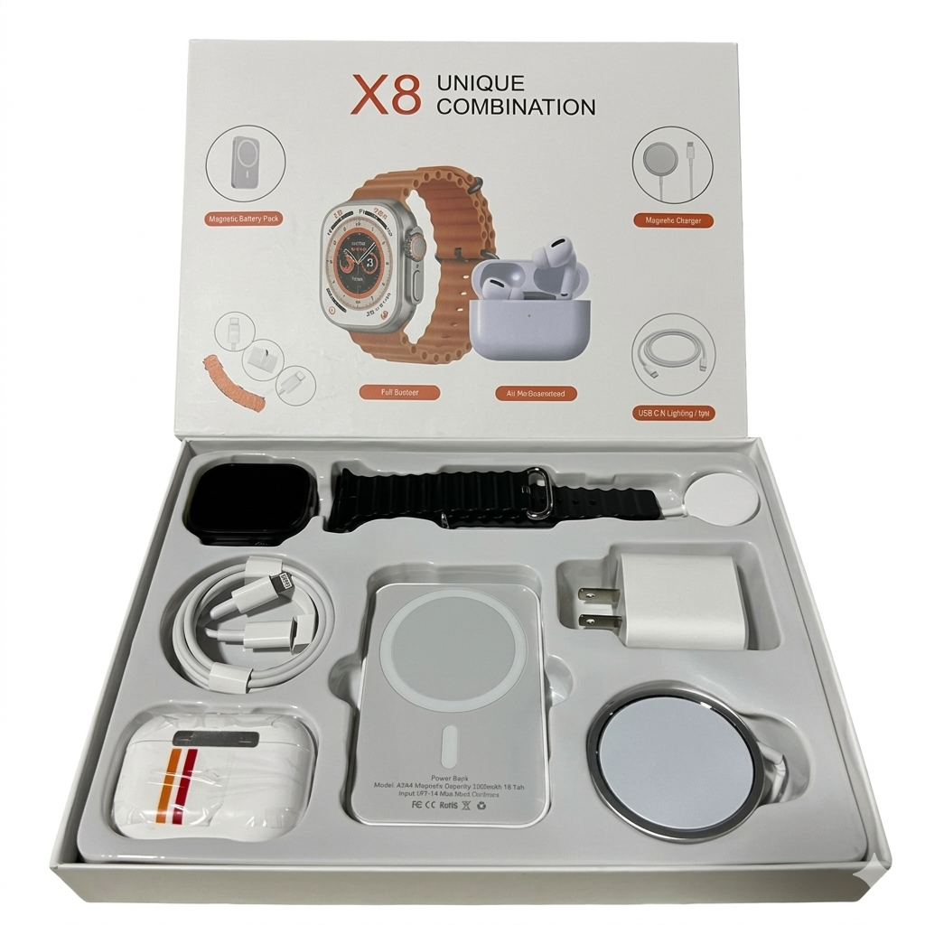 Pack Tecnológico Completo: Smartwatch X8 Ultra + Audífonos + Power Bank