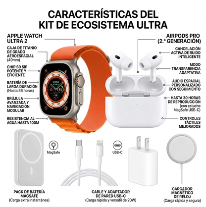 Pack Tecnológico Completo: Smartwatch X8 Ultra + Audífonos + Power Bank