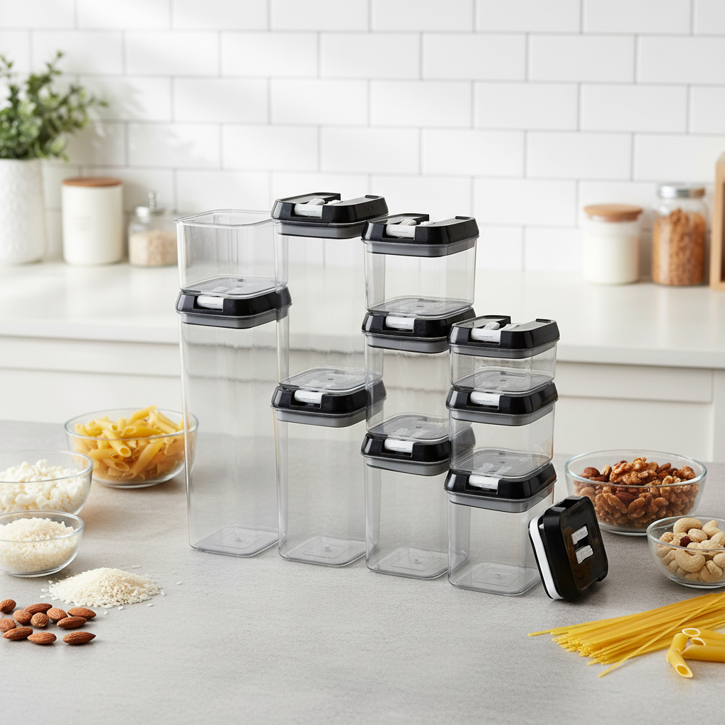 Set 7 Contenedores Herméticos Organizadores de Cocina — Apilables y Transparentes