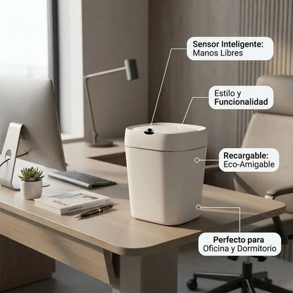 Basurero Automático con Sensor 14L Recargable — Sin Tocar la Tapa