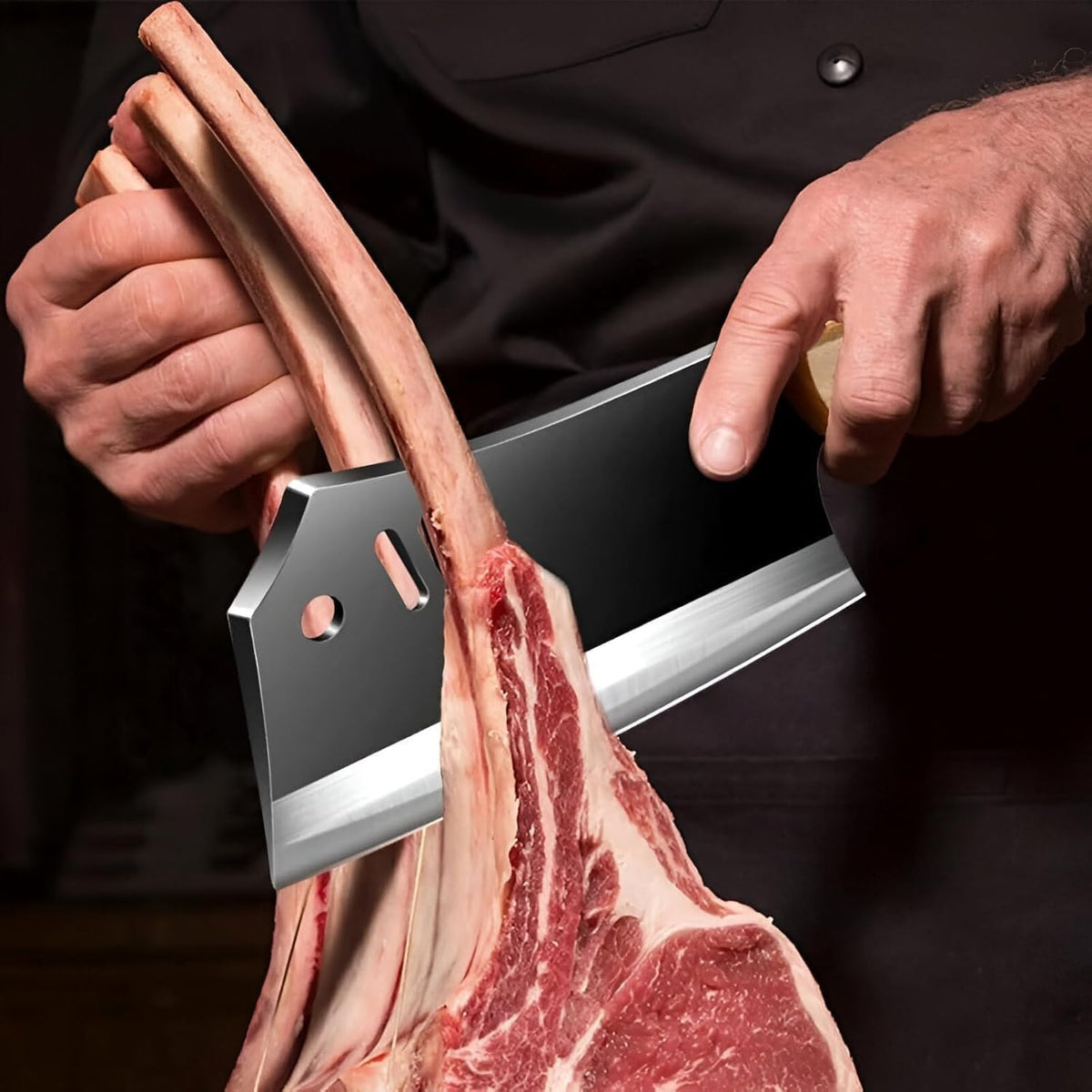 Hoja ancha: cuchillo de cocina multiusos con mango de madera