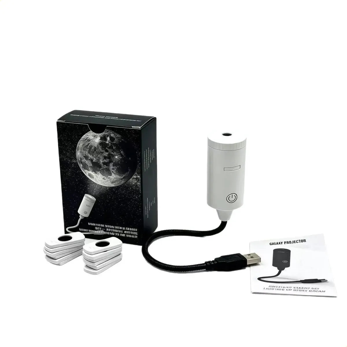 Ambiente estelar: mini proyector de galaxias USB con discos