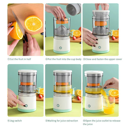 Exprimidor Eléctrico Portátil — Jugo Fresco en Segundos
