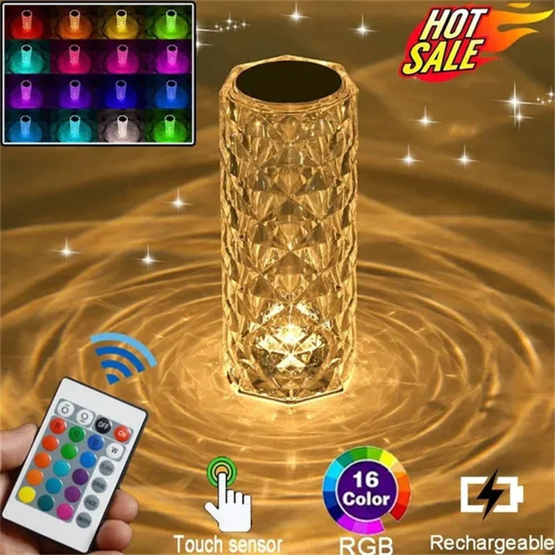 Lámpara de Cristal Touch — Luz Ambiental con 3 Intensidades