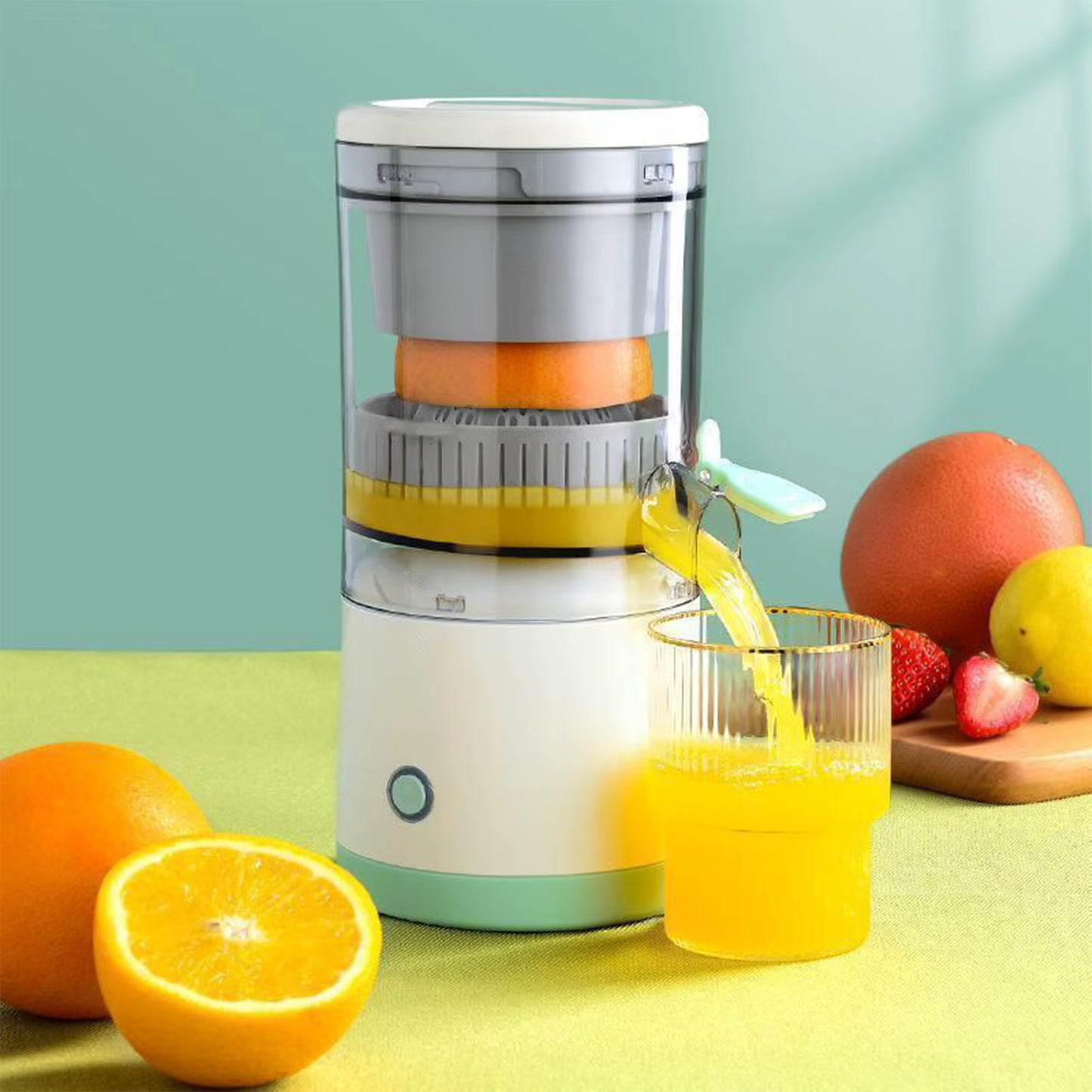 Exprimidor Eléctrico Portátil — Jugo Fresco en Segundos