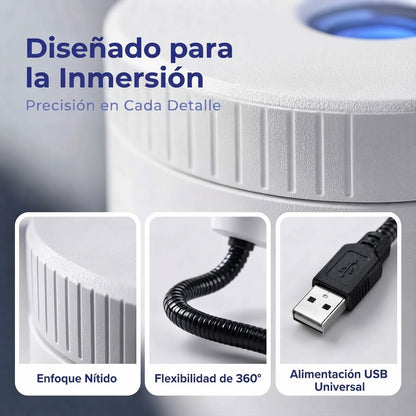 Ambiente estelar: mini proyector de galaxias USB con discos