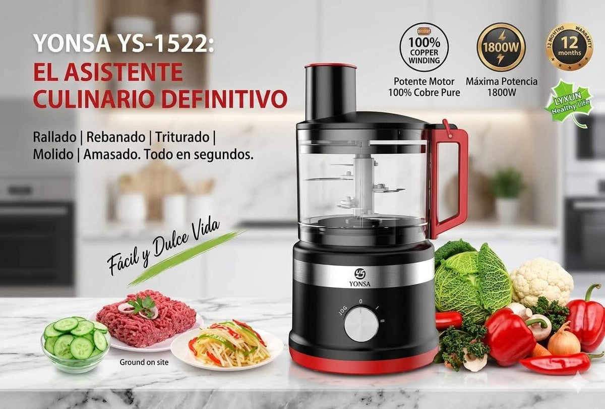 Prepara tus mezclas: procesador de alimentos YONSA con accesorios