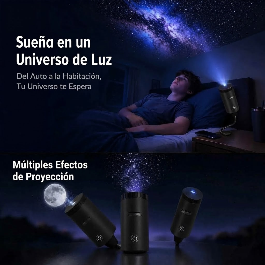 Ambiente estelar: mini proyector de galaxias USB con discos