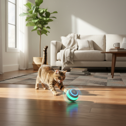 Gato jugando con SmartBall juguete interactivo